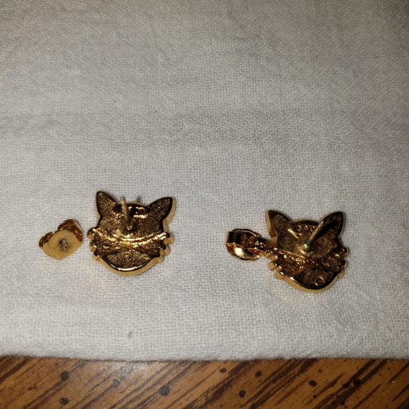 Vintage 1990's Avon Halloween Black Cat Pierced Earrings with Posts - Picture 6 of 7